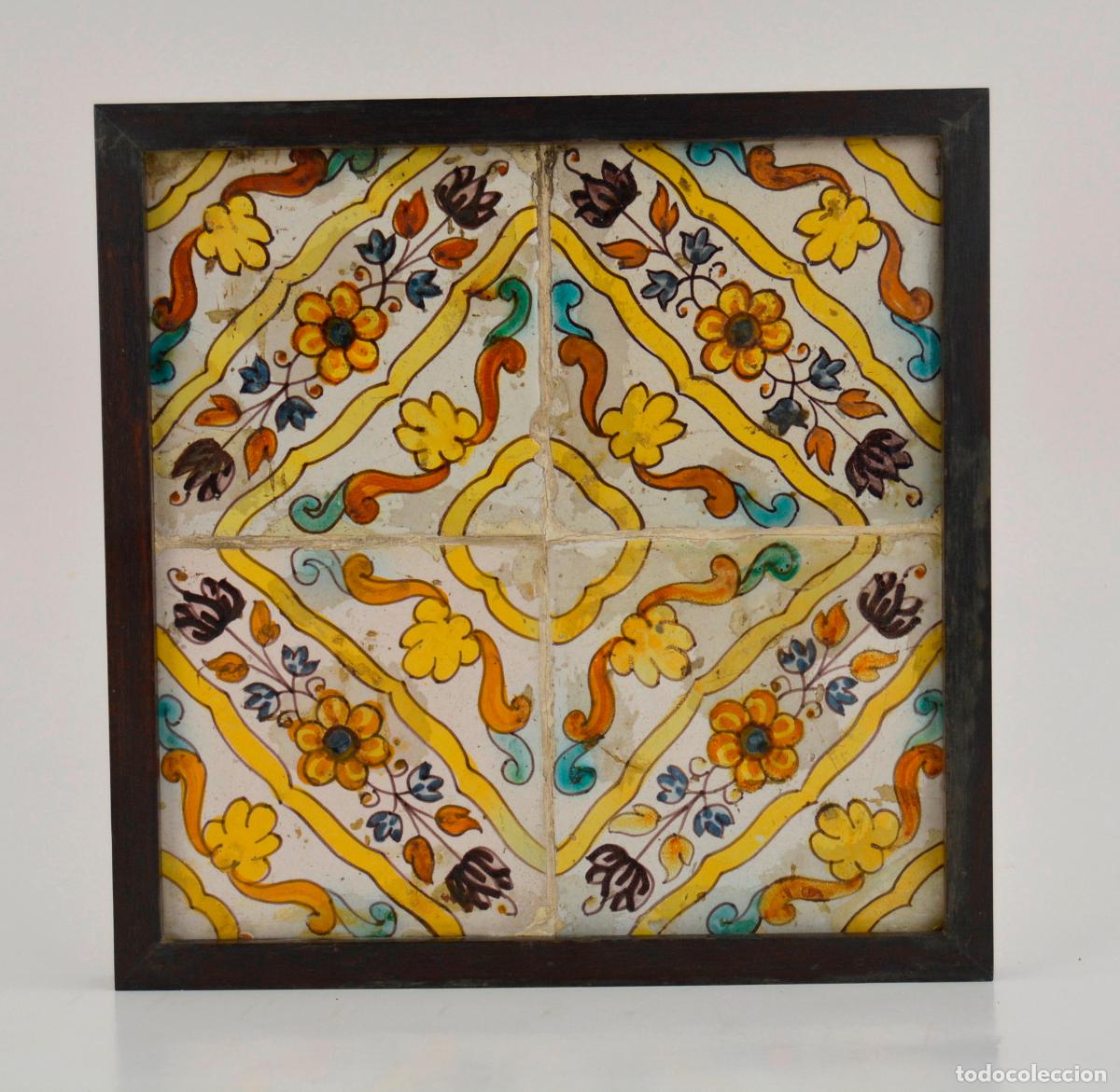 Antig&uuml;edades: Plaf&oacute;n de azulejos enmarcados siglo XVIII.