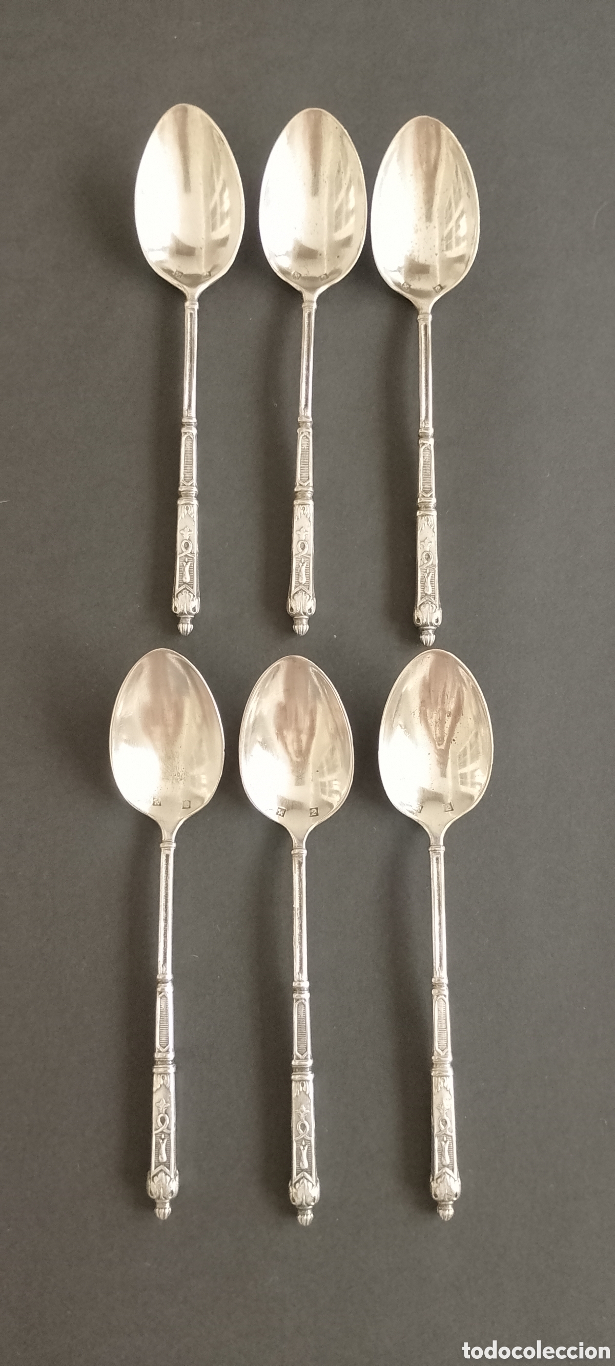 Antig&uuml;edades: Plater&iacute;a Zarista entre 1895 y 1920 juego de seis cucharillas