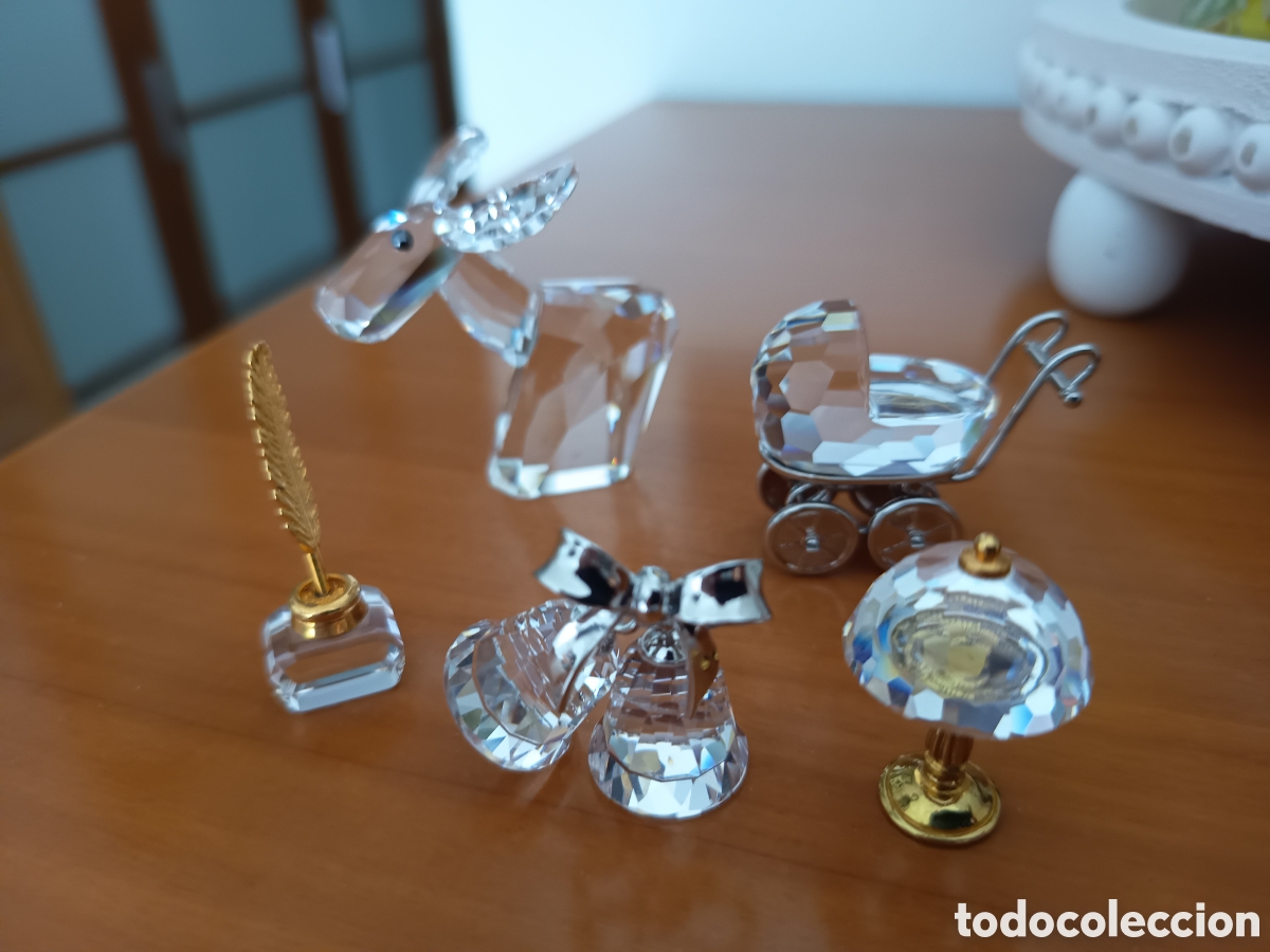 Antig&uuml;edades: Lote 5 figuras miniaturas Cristal Swarovski-Colecci&oacute;n Crystal Memories y lovlots