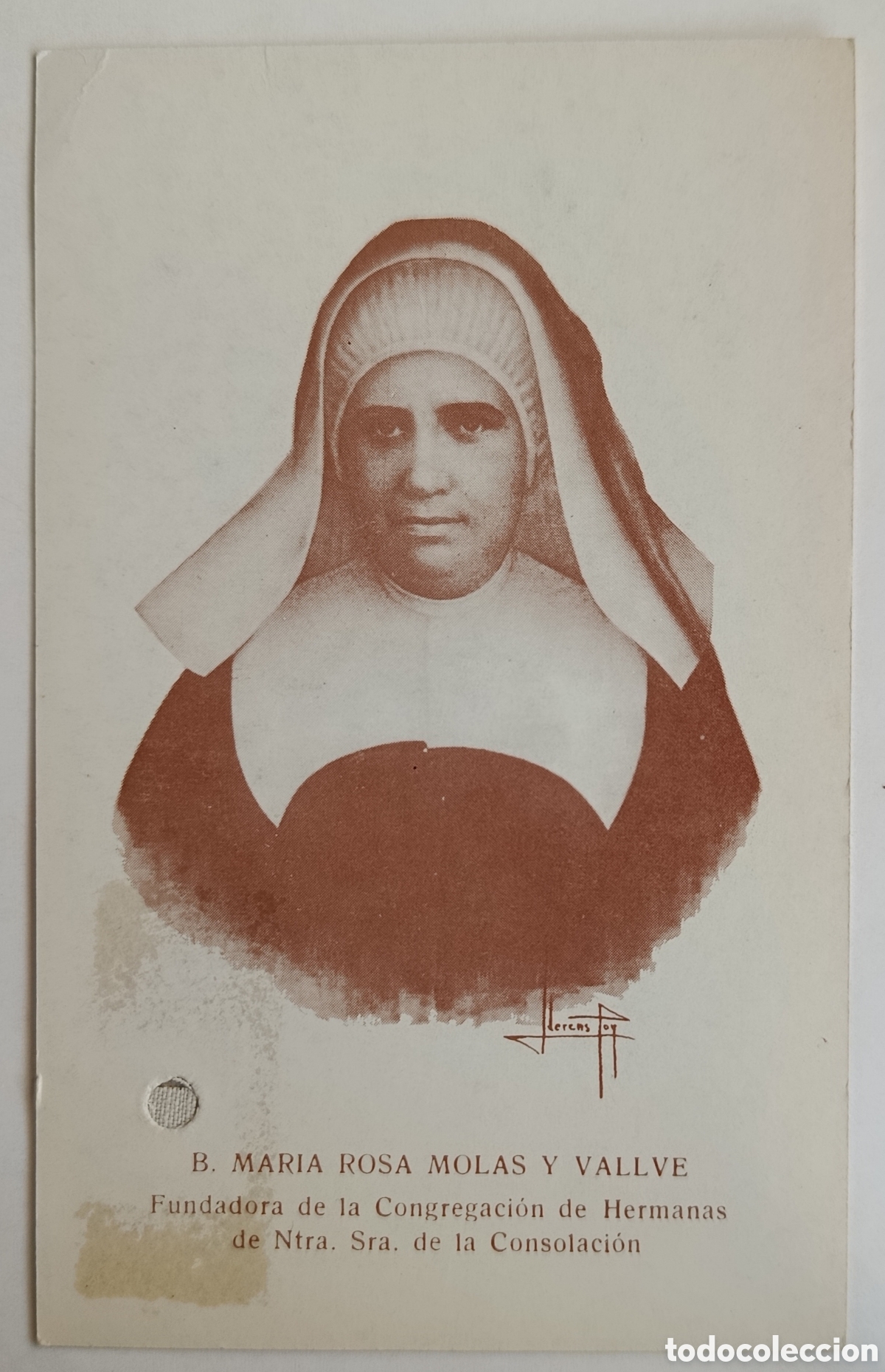 Antig&uuml;edades: Estampa reliquia de madre Mar&iacute;a Rosa Mol&aacute;s y Vallve