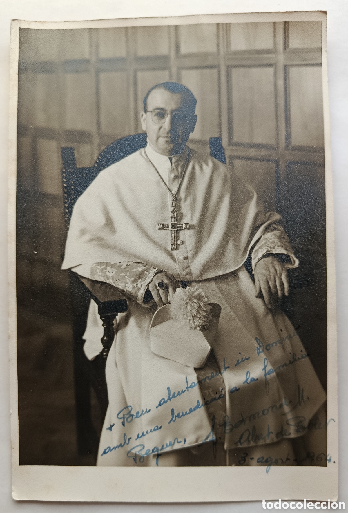 Antig&uuml;edades: Antigua fotograf&iacute;a religiosa dedicada abat de Santa Mar&iacute;a de Poblet Tarragona