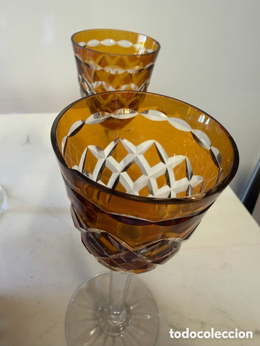 Antig&uuml;edades: Licorera de cristal tallado &aacute;mbar - Foto 3