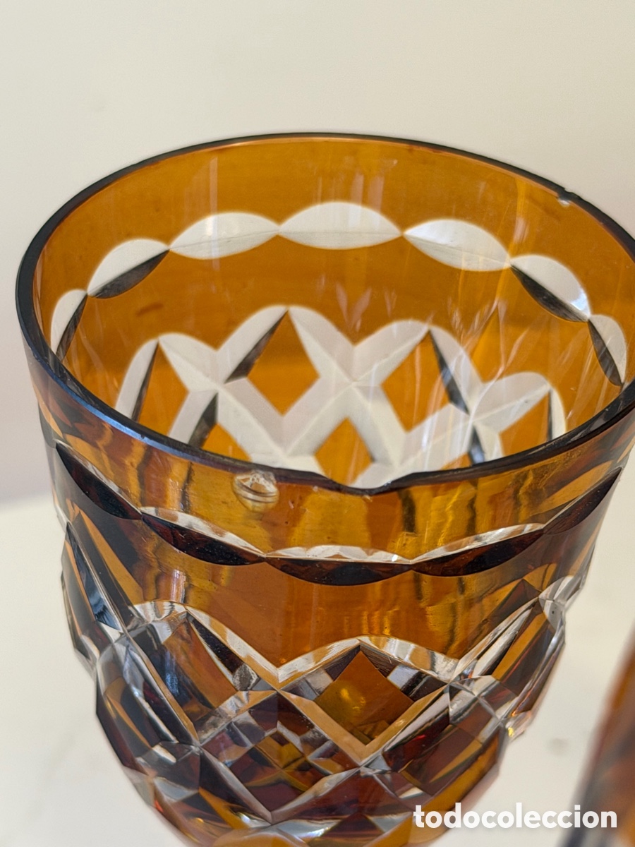 Antig&uuml;edades: Licorera de cristal tallado &aacute;mbar - Foto 6
