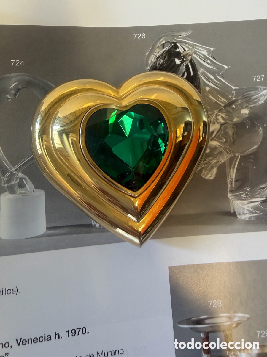 Antig&uuml;edades: Polvera Coraz&oacute;n YSL Vintage Verde y Dorado