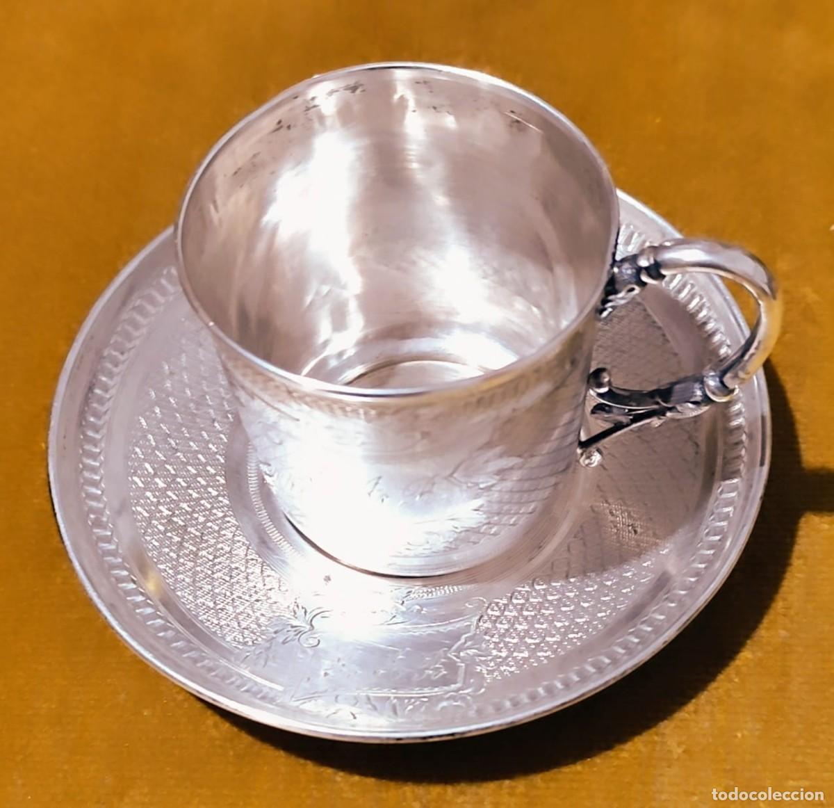 Antig&uuml;edades: TAZA Y PLATO EN PLATA DE LEY (800) - Foto 1