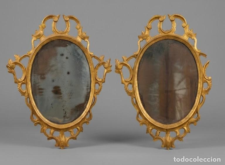 Antig&uuml;edades: PAREJA DE ESPEJOS CORNUCOPIA DE ESTILO ROCOC&Oacute;. MADERA DORADA. ESPA&Ntilde;A O FRANCIA. XVIII-XIX.