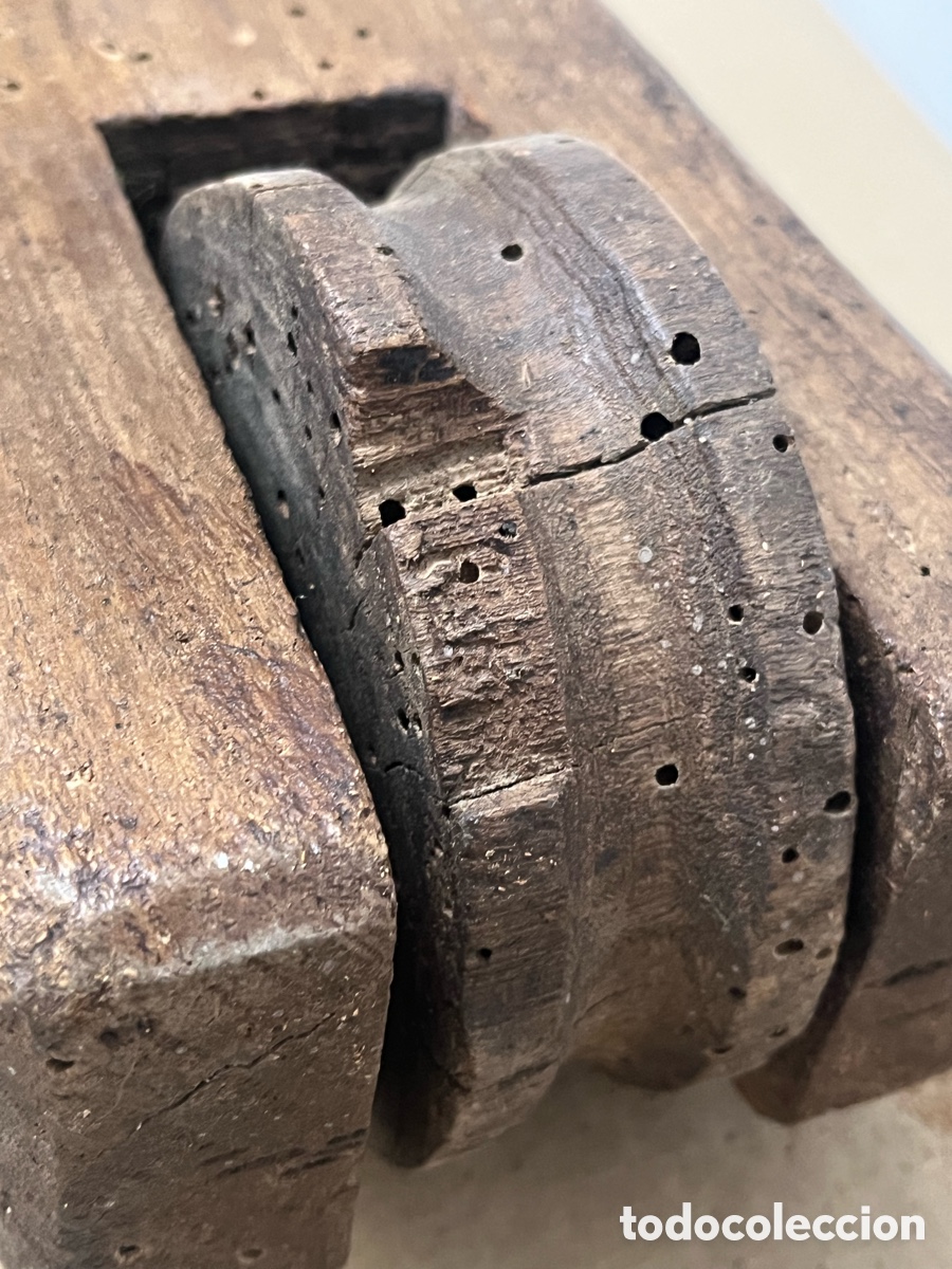 Antig&uuml;edades: Antigua Polea de Madera y Hierro. A/J - Foto 3