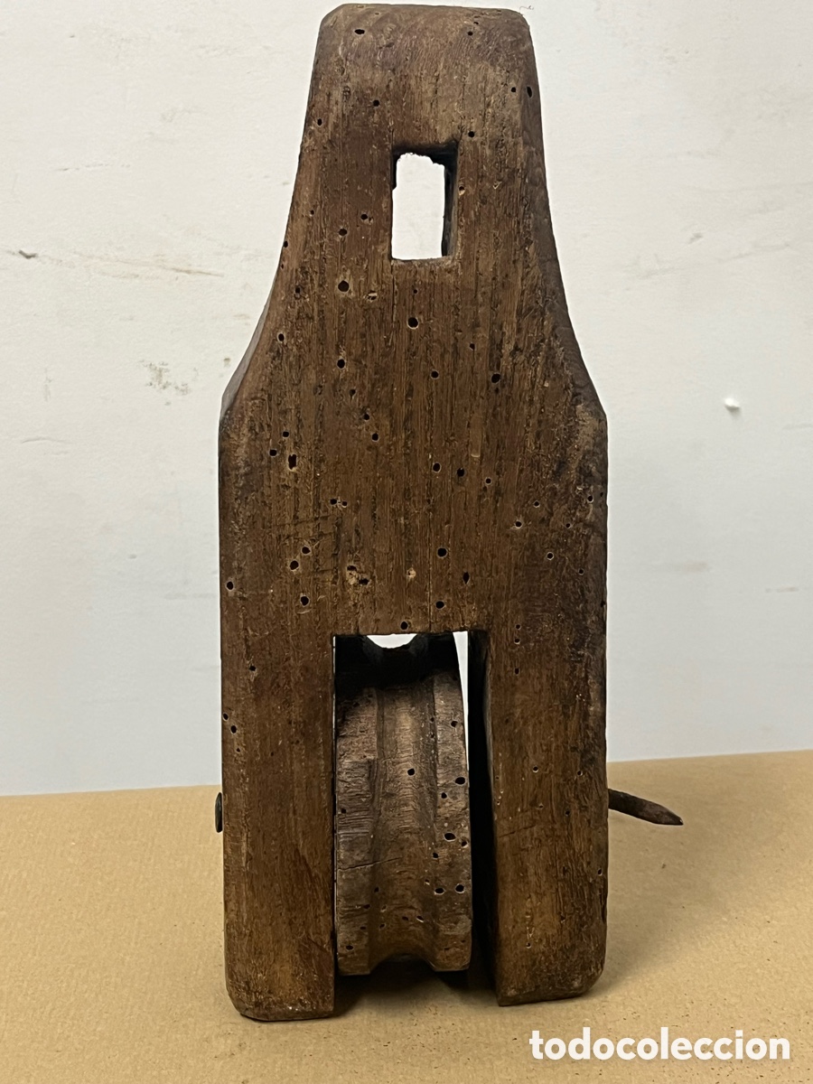 Antig&uuml;edades: Antigua Polea de Madera y Hierro. A/J - Foto 5