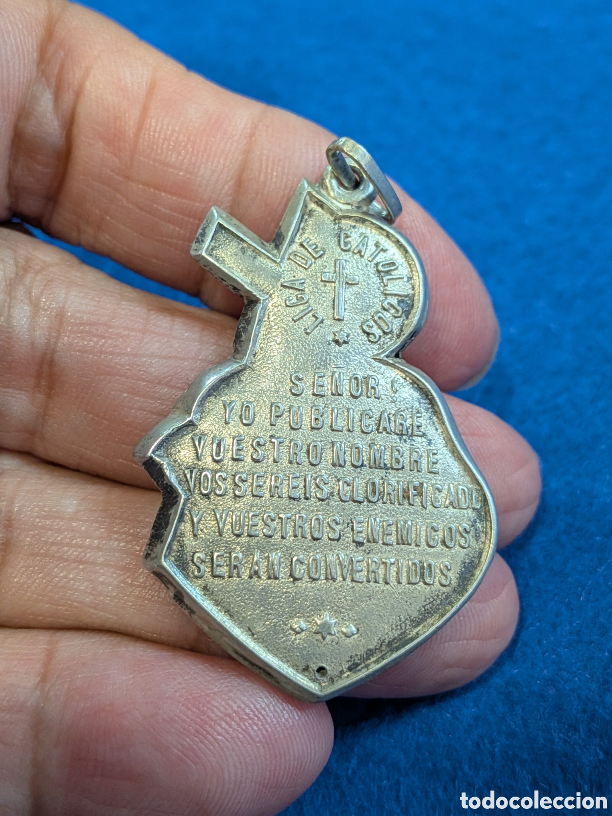 Antig&uuml;edades: Medalla en plata sagrado corazon de jesus. REF-6027. ca4 - Foto 2