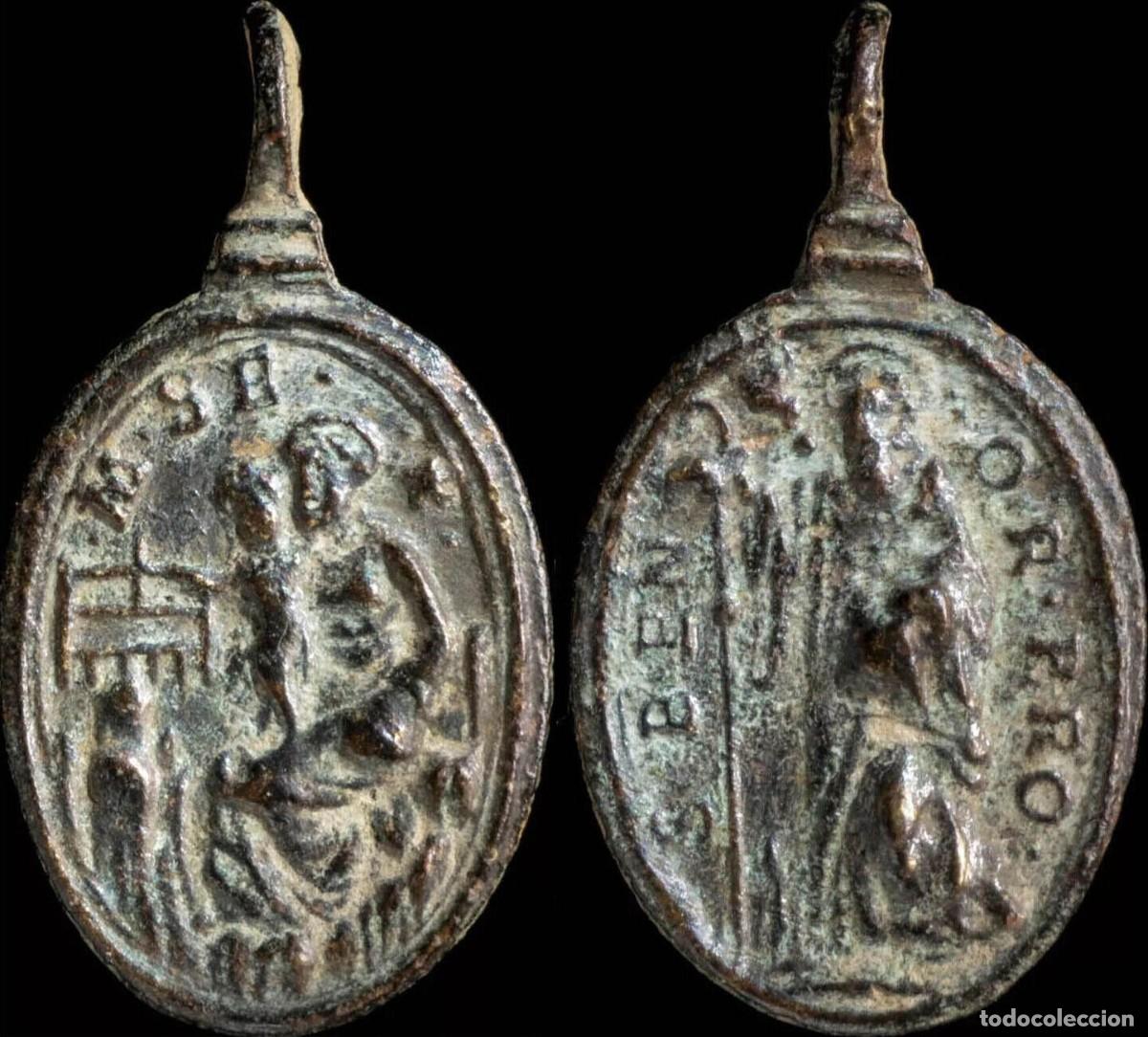 Antiques: Medal XVI-XVII centuries, V. de Monserrat / San Benito de Nursia - 25x14 mm