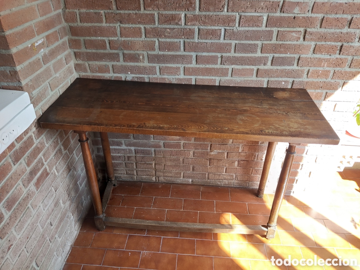Antig&uuml;edades: Mesa consola alta madera maciza vintage Preciosa mesa alta antigua tipo consola, fabricada de manera