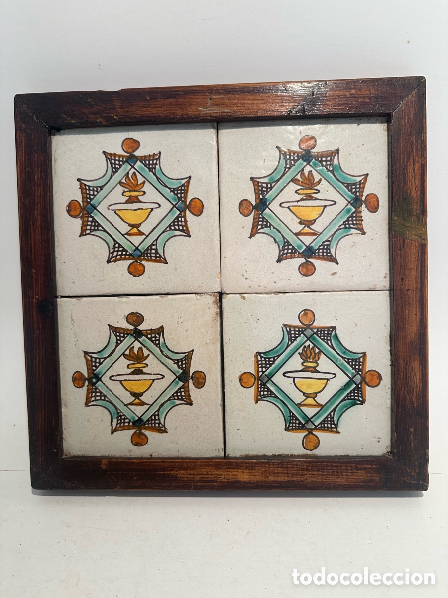 Antig&uuml;edades: PLAFON DE CUATRO AZULEJOS CATALANES . PRINCIPIOS SIGLO XIX