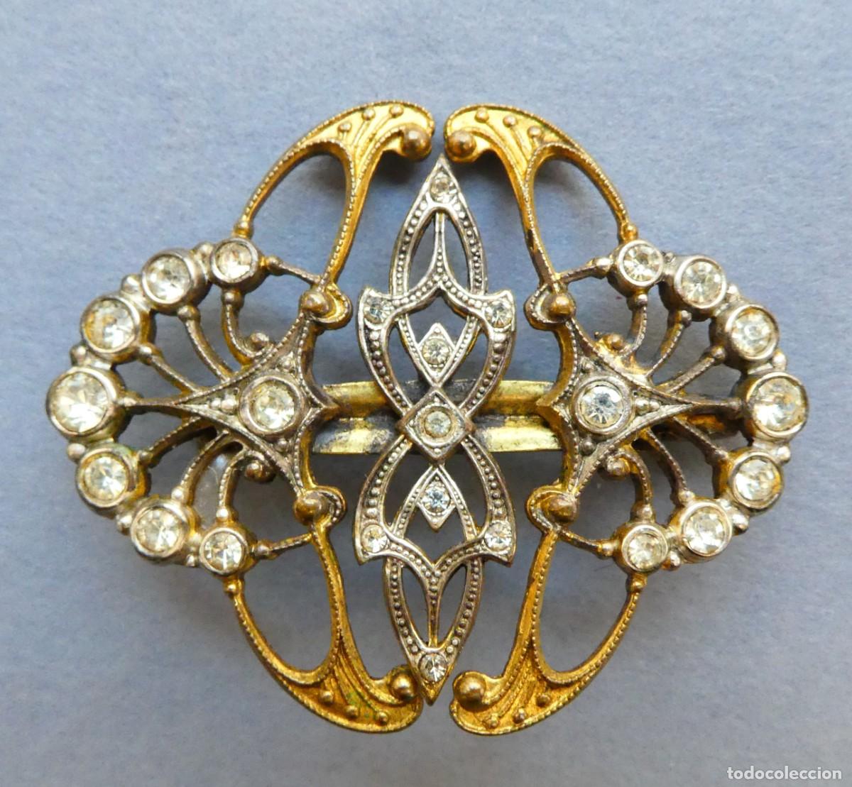 Antig&uuml;edades: ANTIGUO BROCHE CON CRISTALES PRIMERA MITAD S.XX