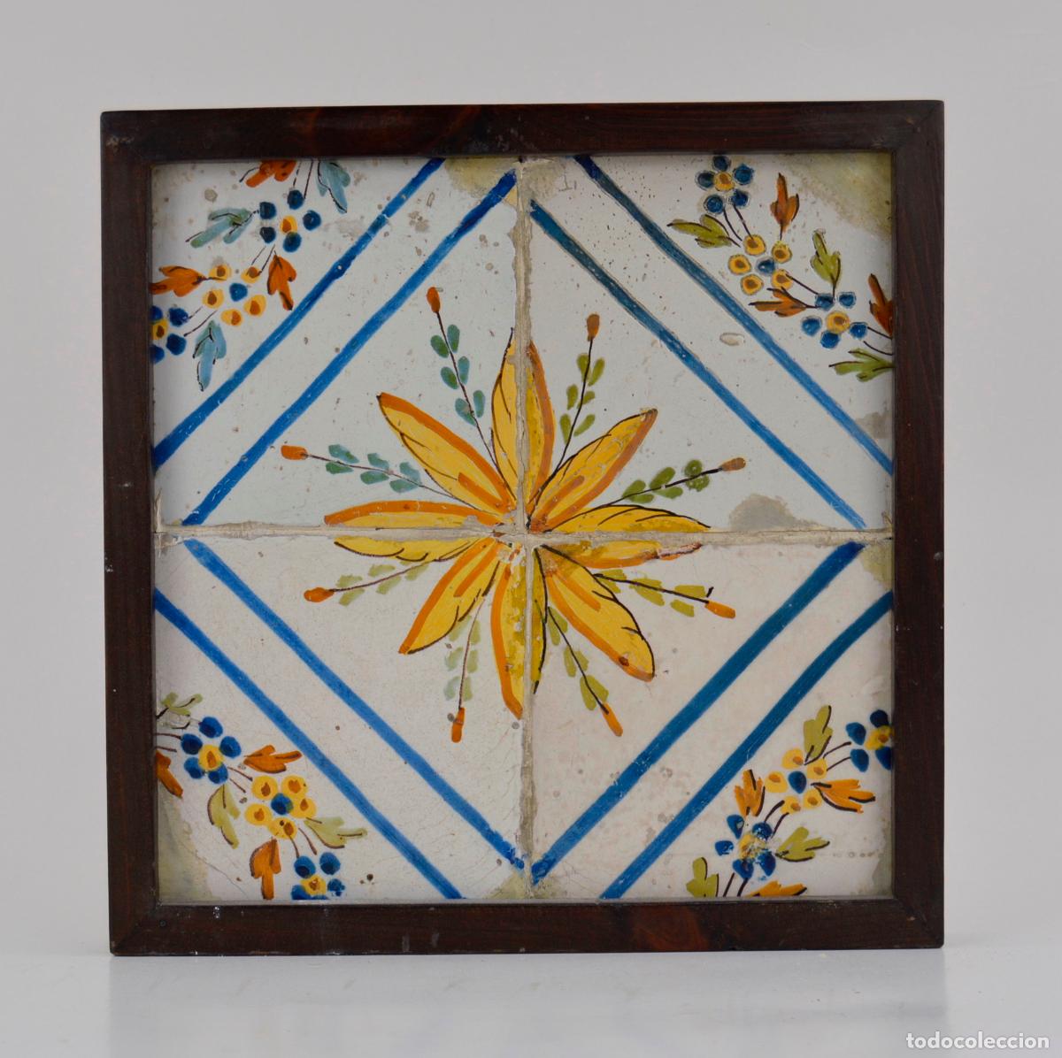 Oggetti Antichi: Plaf&oacute;n de azulejos enmarcados siglo XIX.