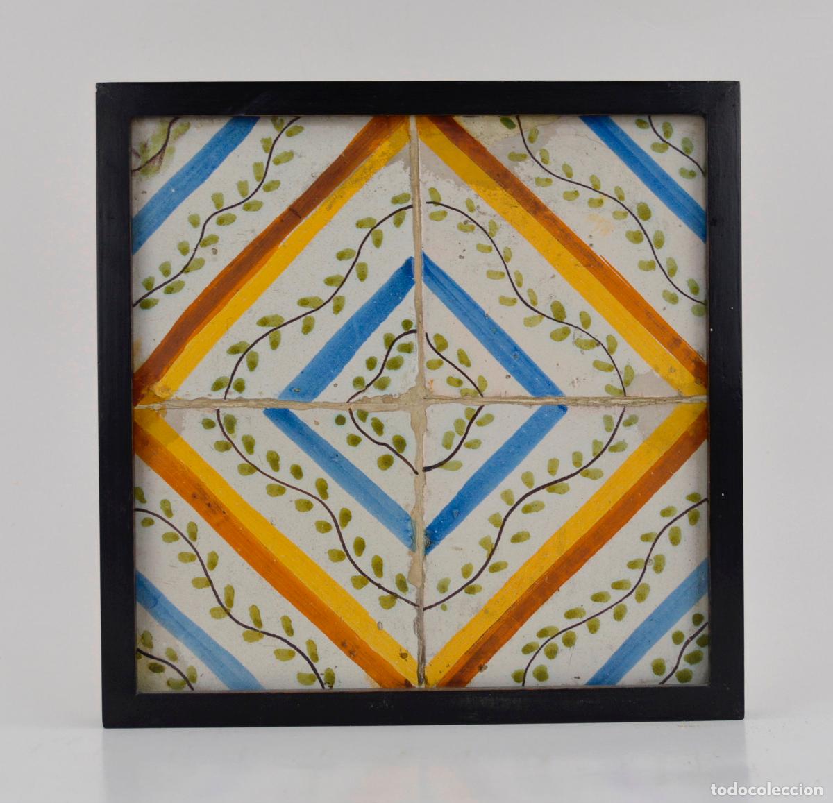 Antig&uuml;edades: Plaf&oacute;n de azulejos enmarcados siglo XIX.