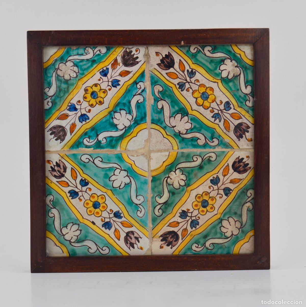 Antig&uuml;edades: Plaf&oacute;n de azulejos enmarcados siglo XVIII.