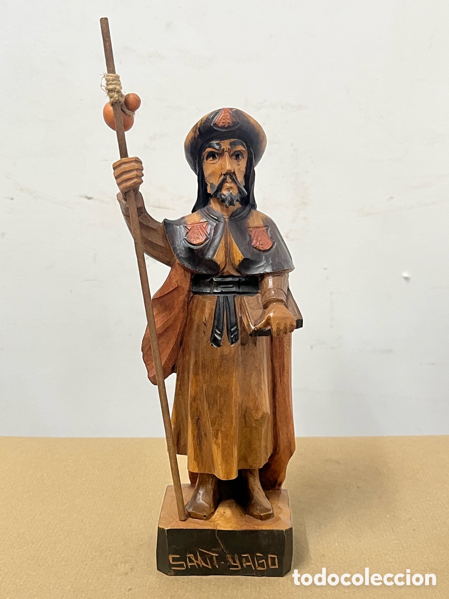 Antig&uuml;edades: Antigua Talla Religiosa de Santiago en Madera. A/J