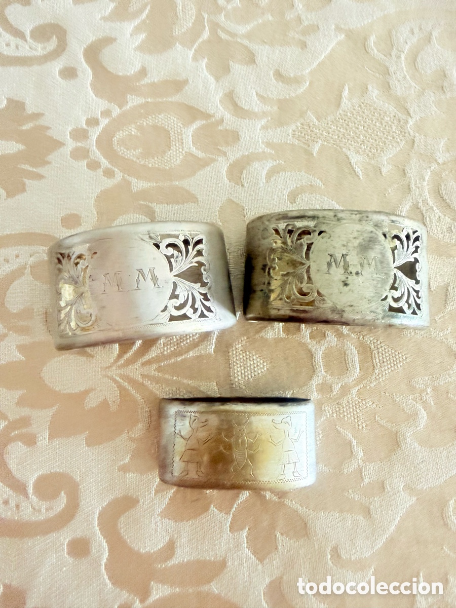 Antig&uuml;edades: Servilleyeros no plata iniciales grabadas