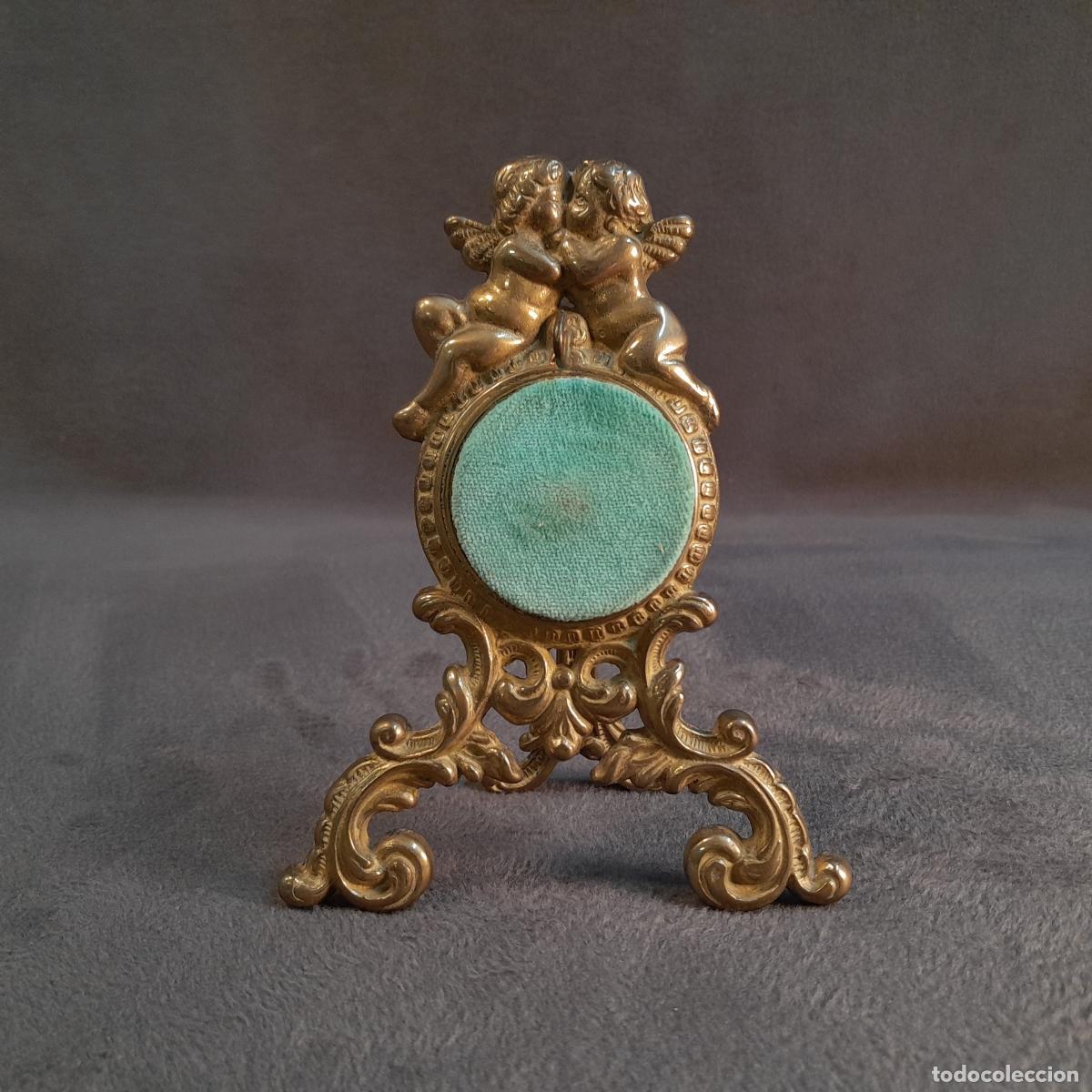 Antig&uuml;edades: ANTIGUO PORTAL RELOJ DE SOBREMESA CON QUERUBINES EN BRONCE. PRINCIPIOS S.XX