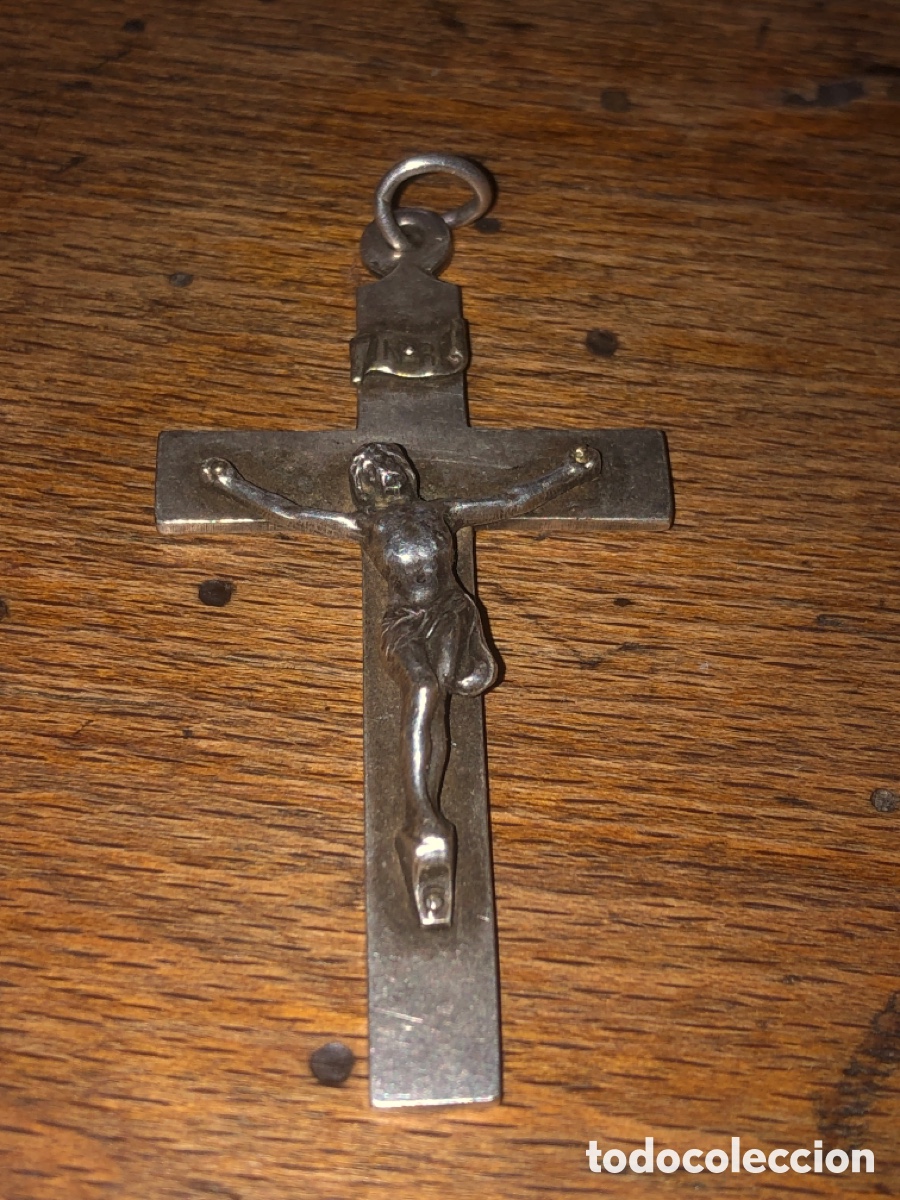 Antig&uuml;edades: Crucifijo antiguo plata - Foto 2