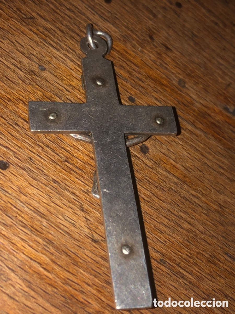 Antig&uuml;edades: Crucifijo antiguo plata - Foto 3