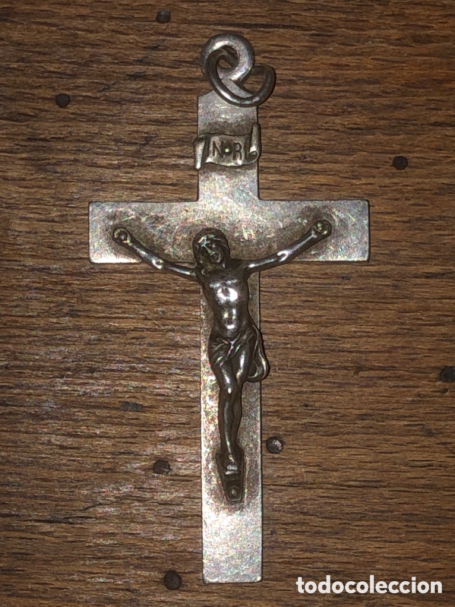 Antig&uuml;edades: Crucifijo antiguo plata - Foto 5