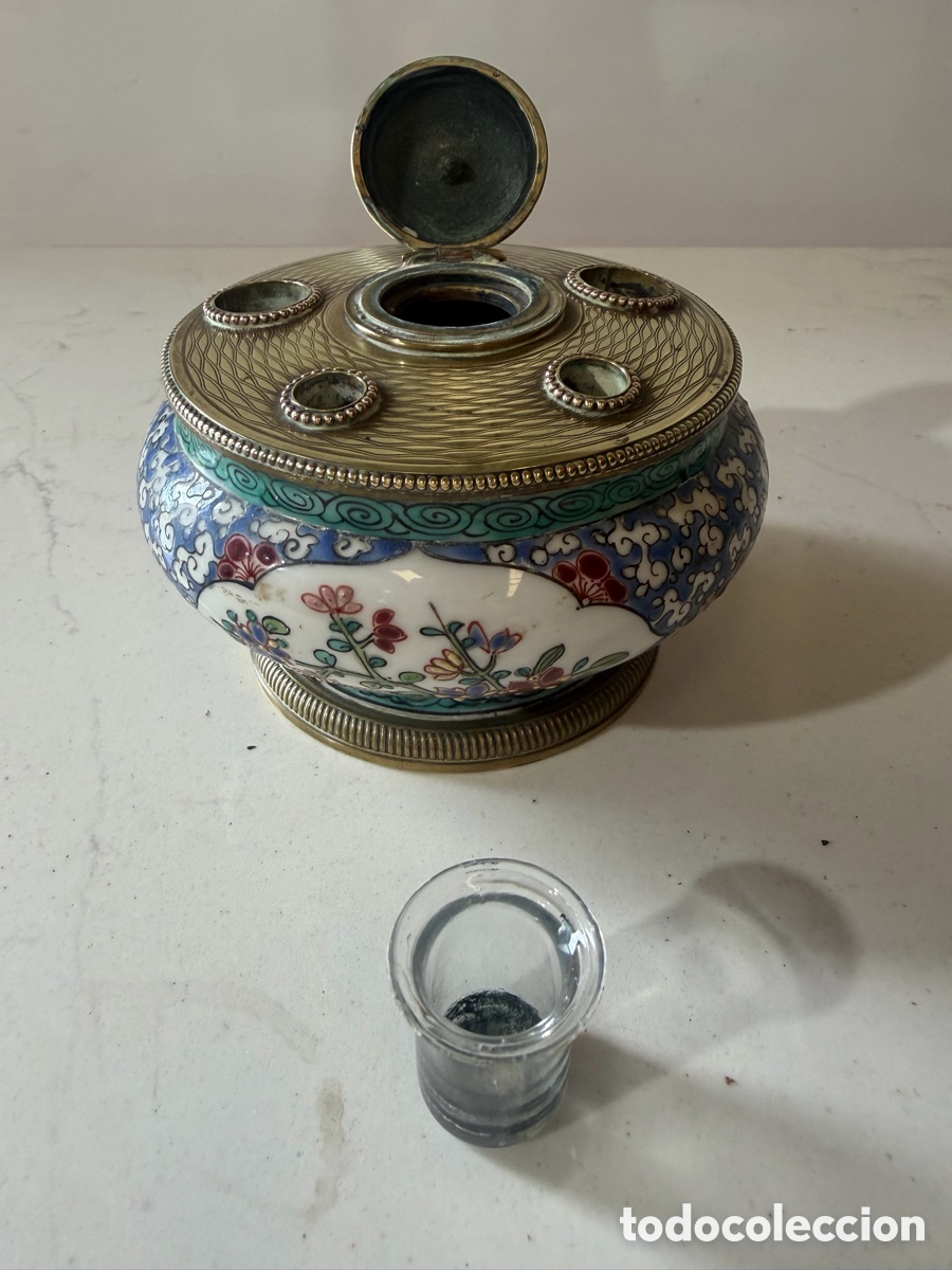 Antig&uuml;edades: Tintero Limoges Francia Antiguo - Foto 3