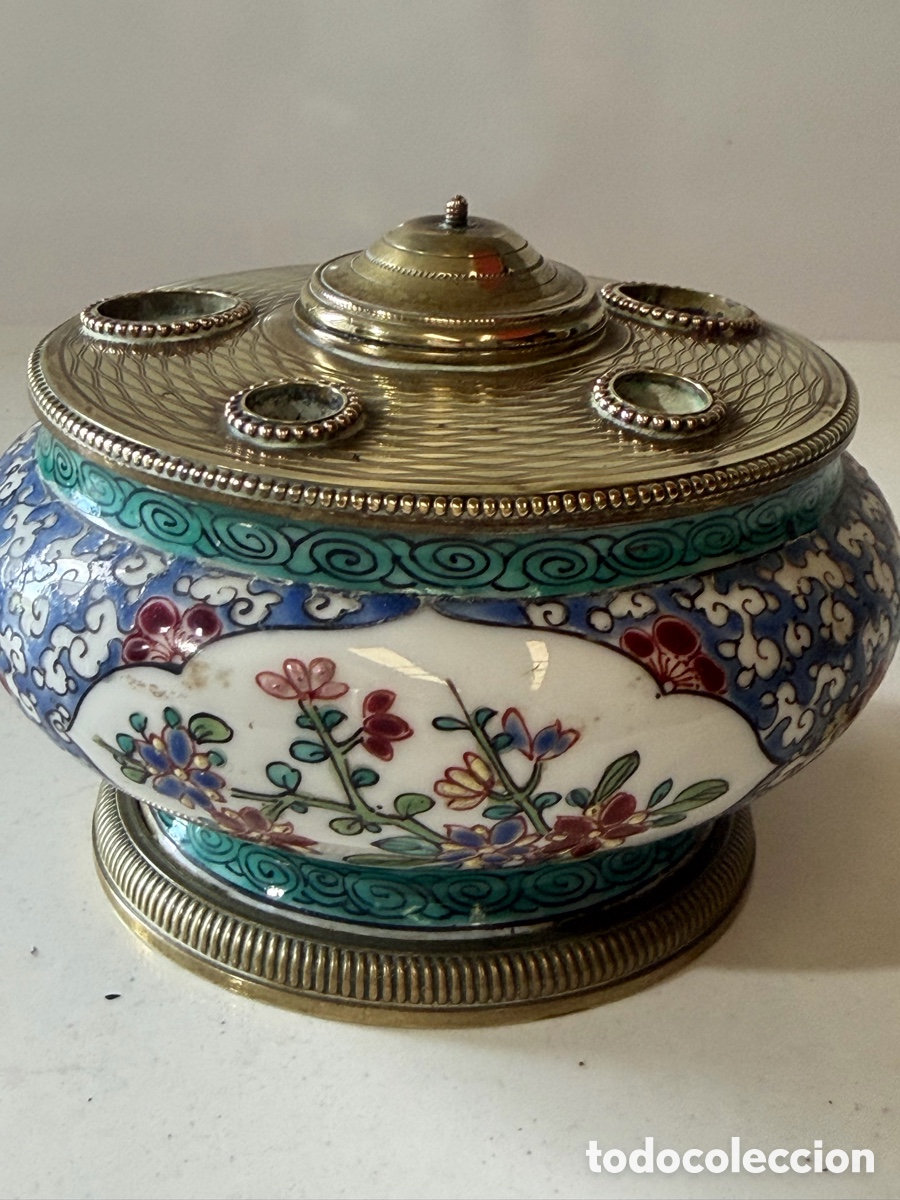 Antig&uuml;edades: Tintero Limoges Francia Antiguo - Foto 4