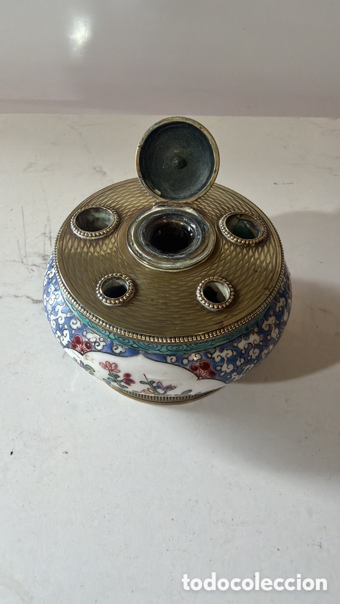 Antig&uuml;edades: Tintero Limoges Francia Antiguo - Foto 1