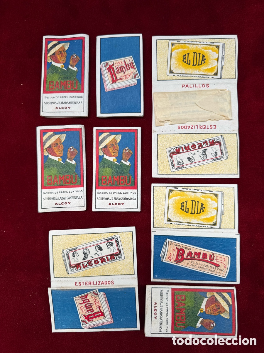 Antig&uuml;edades: Lote de Paquetes de palillos,a&ntilde;os 30,Papel de fumar Bambu!