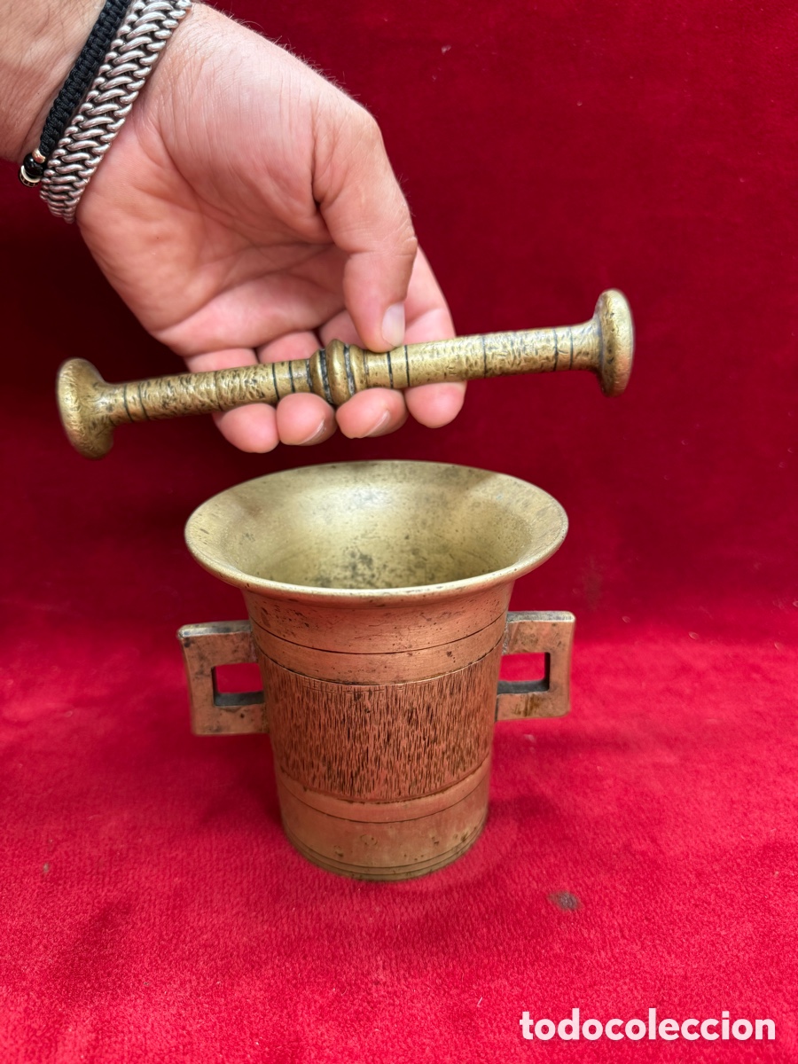 Antiques: Antiguo mortero de bronce,de dos ansas!Sig.XIX