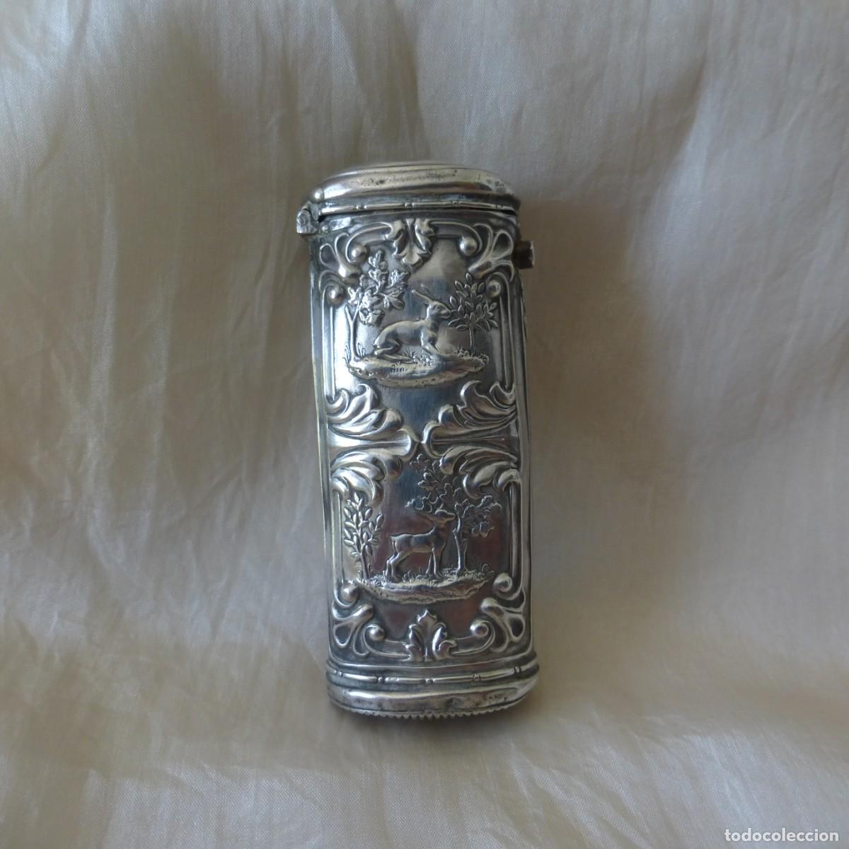 Antig&uuml;edades: GEORGIAN VERY RARE SILVER VESTA CASE ETUI HUNTING DOG HARE DEER XIX MUY DIFICIL CERILLERO CAJA PLATA