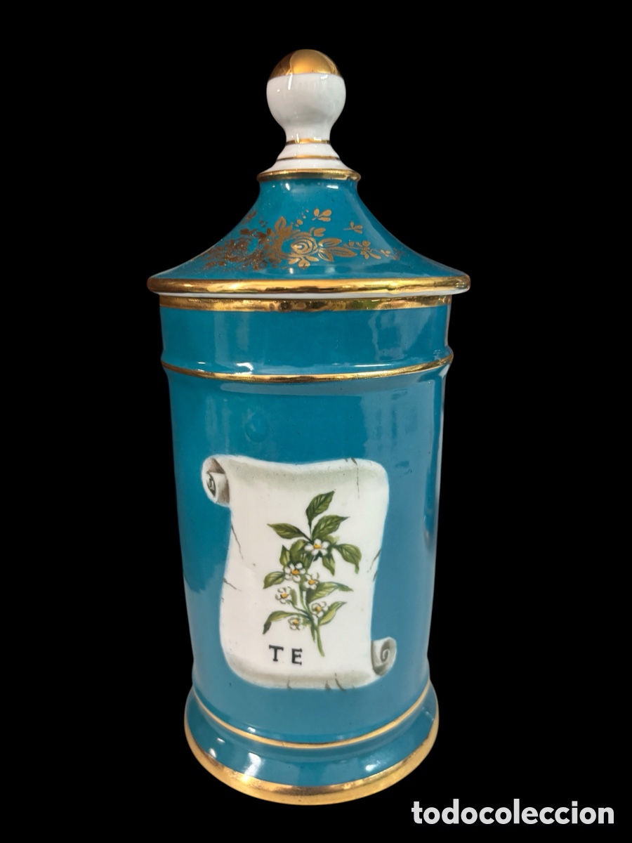 Antig&uuml;edades: Tarro de farmacia porcelana. Siglo XIX.