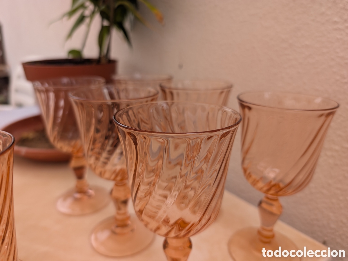 Antig&uuml;edades: Lote 18 Copas Vintage Rosaline Luminarc (Francia) a&ntilde;os 70