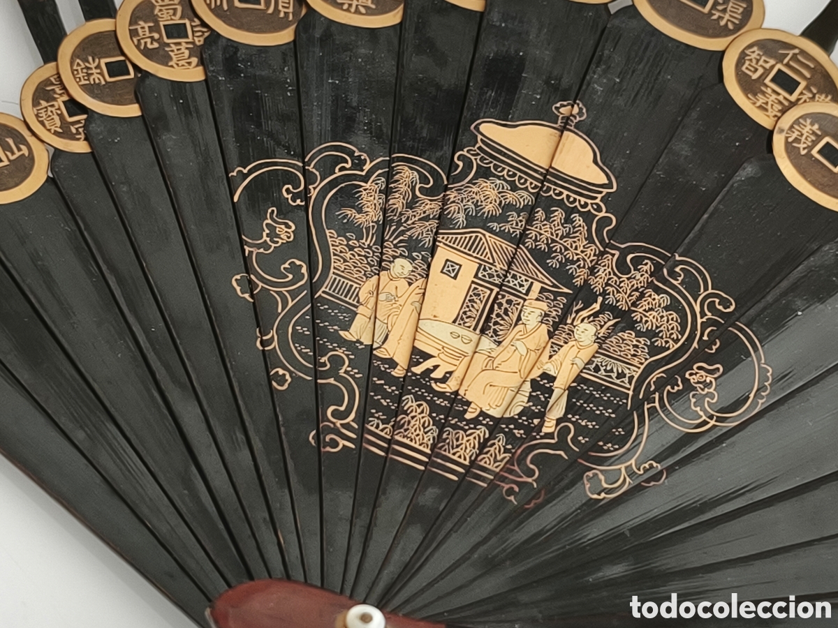 Antig&uuml;edades: ABANICO CANTONES SIGLO XIX LACADO