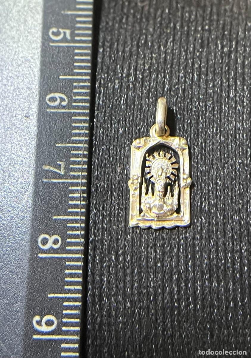 Antiguidades: ANTIGUA MINI MEDALLA PLATA CALADA VIRGEN DEL PILAR 15 mm x 9 mm