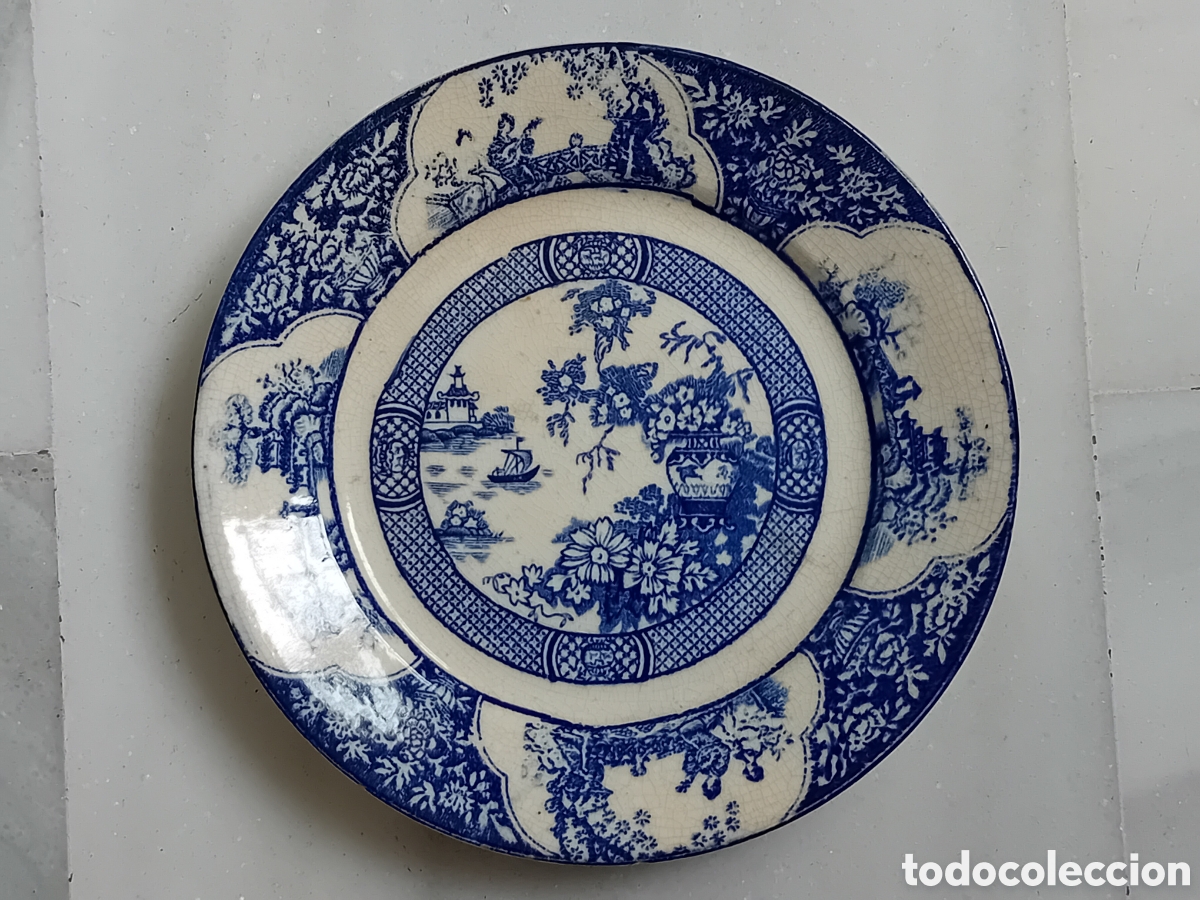 Antig&uuml;edades: ANTIGUO PLATO CHINA OPACA SAN JUAN DE AZNALFARACHE CHINA OPACA CON DOS SELLOS DE MARCA