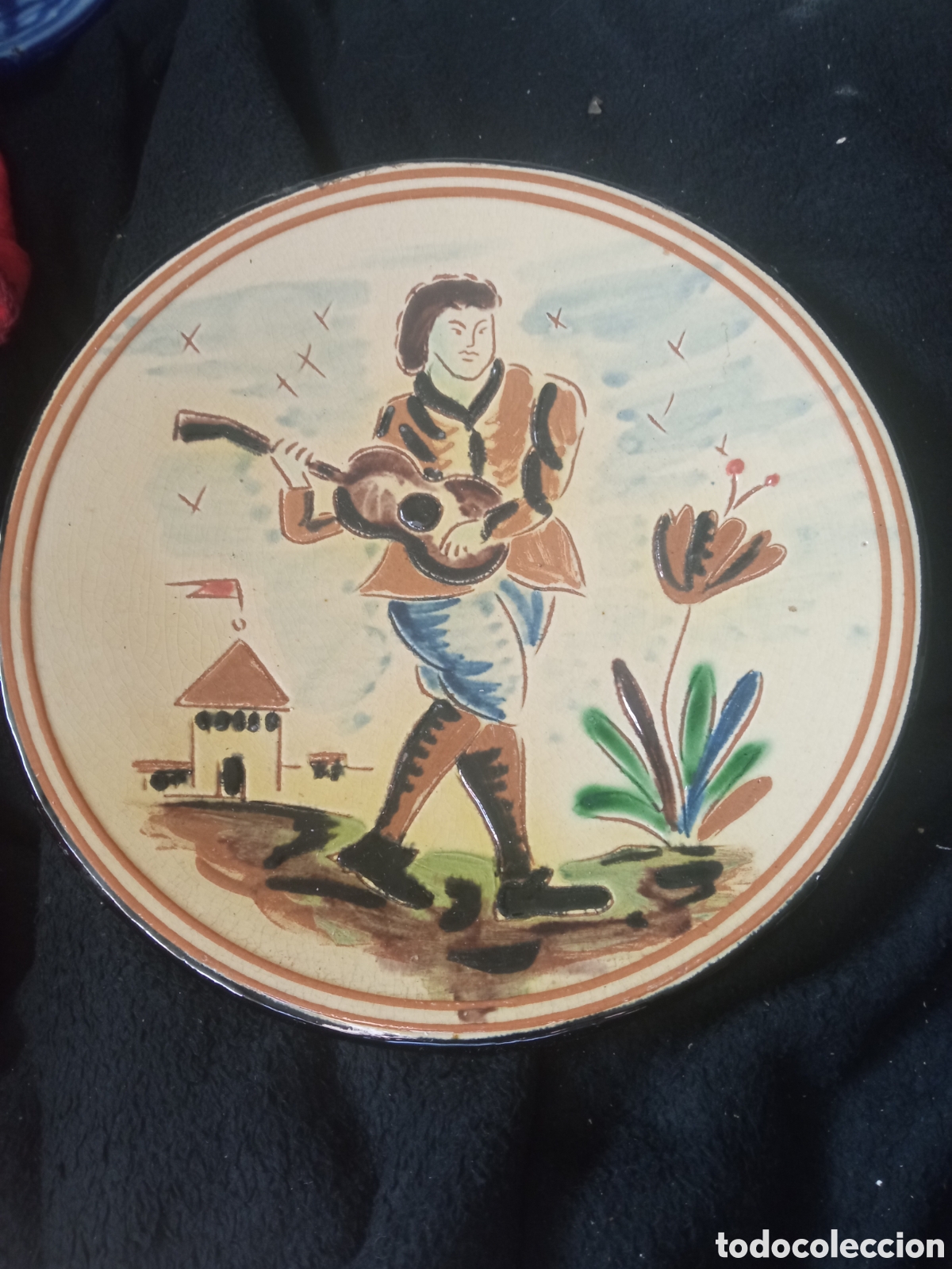 Antig&uuml;edades: Antiguo plato de cer&aacute;mica catalana, Puigdemon de 24 cm de di&aacute;metro