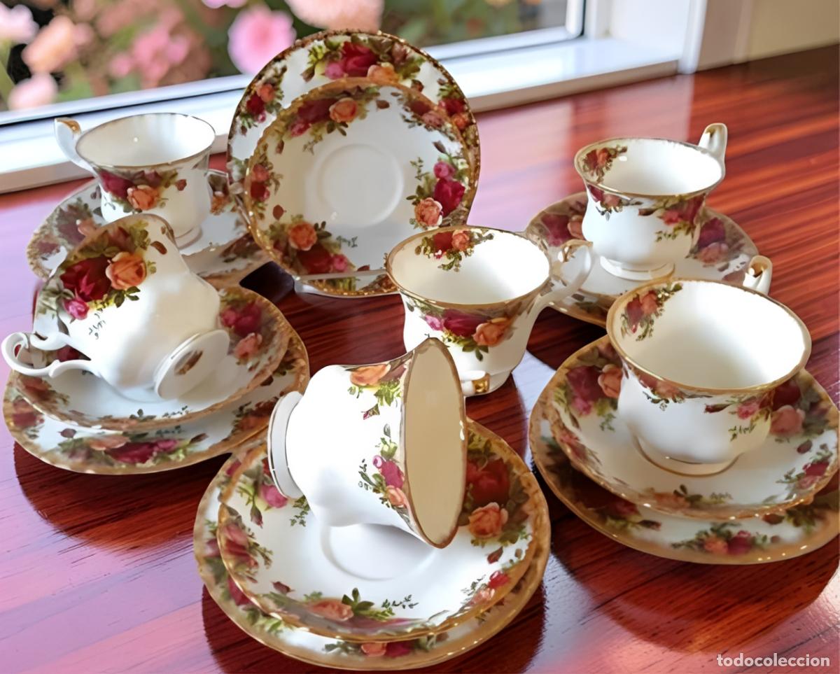 Antig&uuml;edades: Lote de 6 trios Royal Albert Rosas de campo viejo