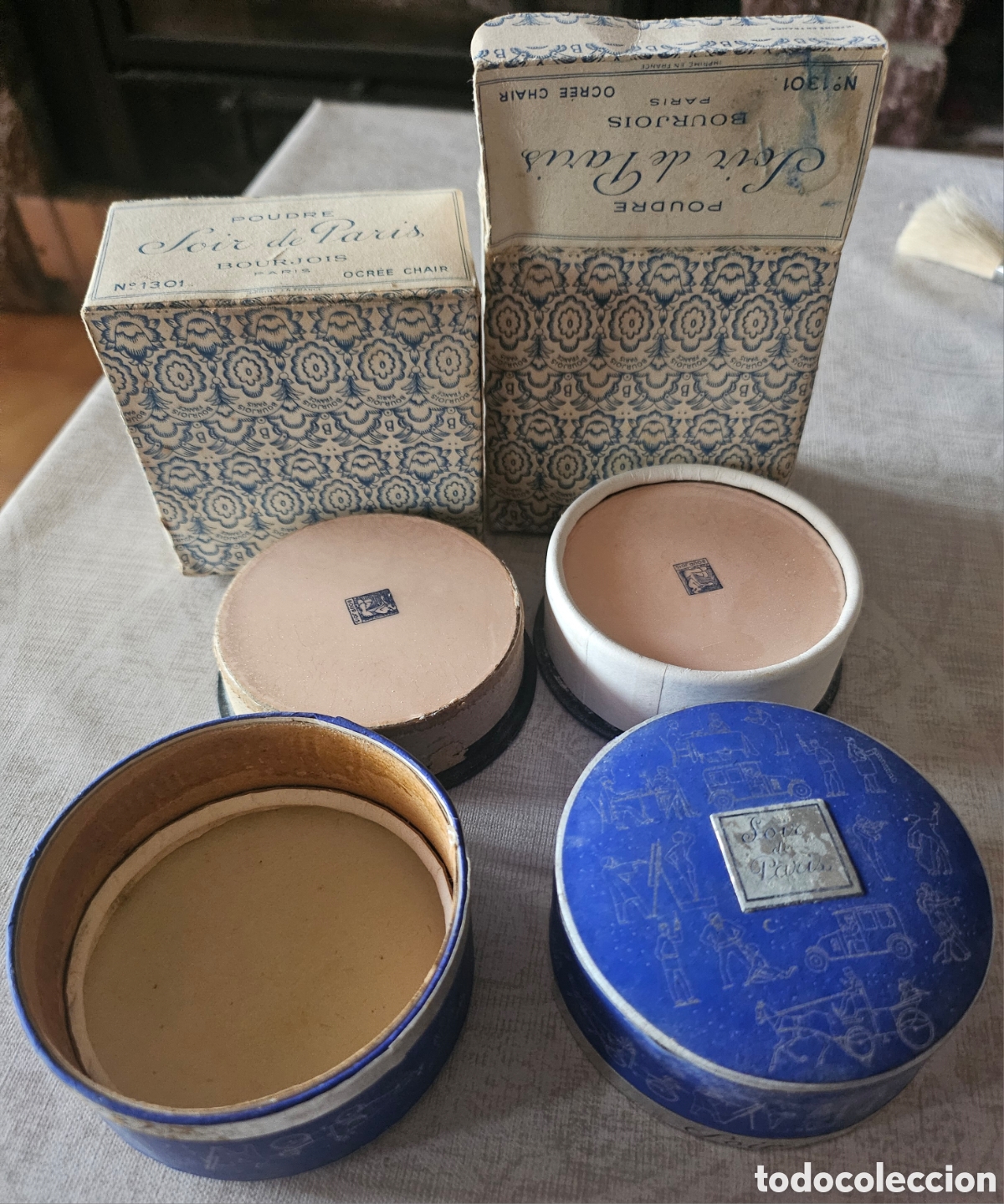 Antig&uuml;edades: Lote 2 Antiguas Cajas de Polvo de Arroz &rdquo;Soir de Paris&rdquo; Bourjois - A&ntilde;os 40/50 - Completas