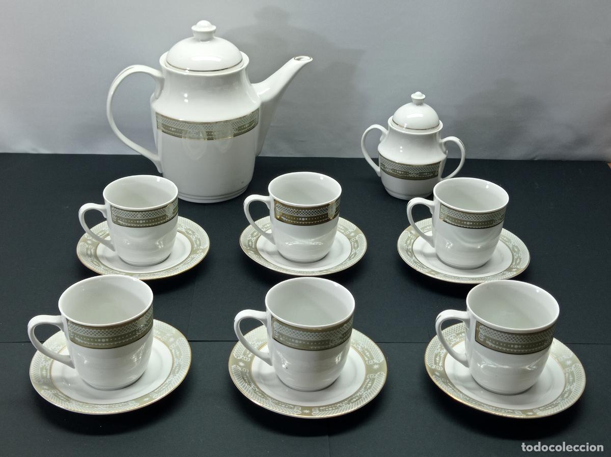 Antig&uuml;edades: Juego de Caf&eacute; desayuno &middot; Rumania Stipo Dorohoi &middot; 14 piezas &middot; 6 servicios + cafetera + Azucarero