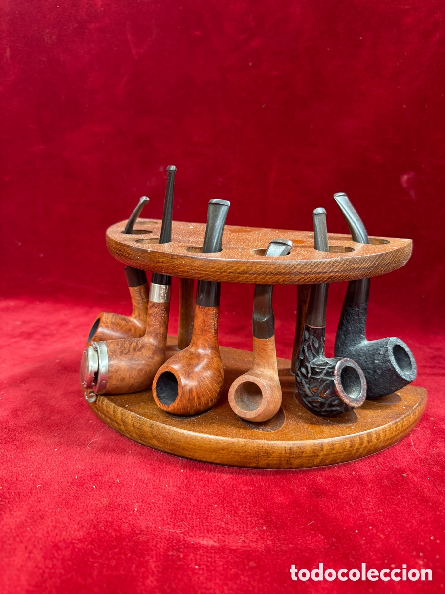 Antig&uuml;edades: Antiguo soporte de mesa con 6 pipas!