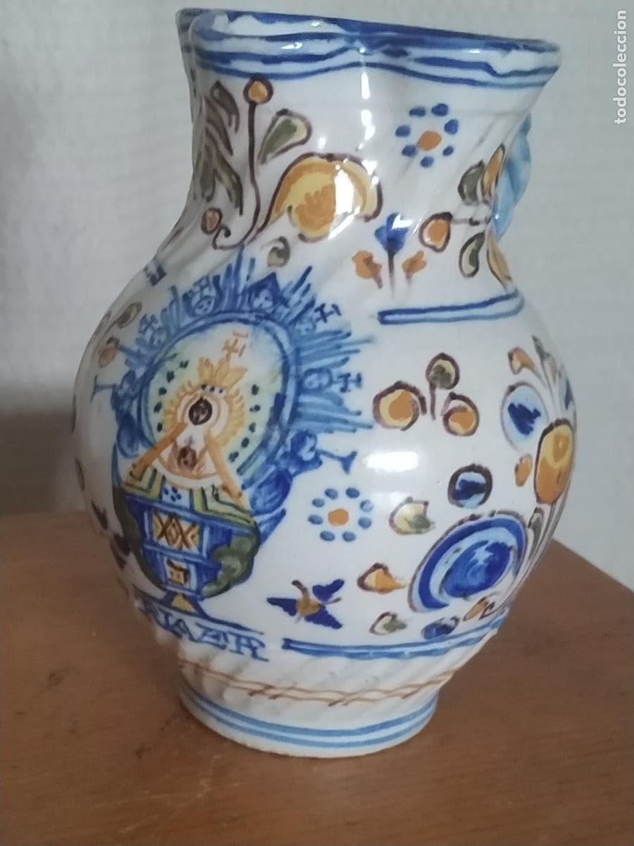 Antig&uuml;edades: Jarra cer&aacute;mica Virgen del Prado Talavera (Toledo) Niveiro escudo del Carmen