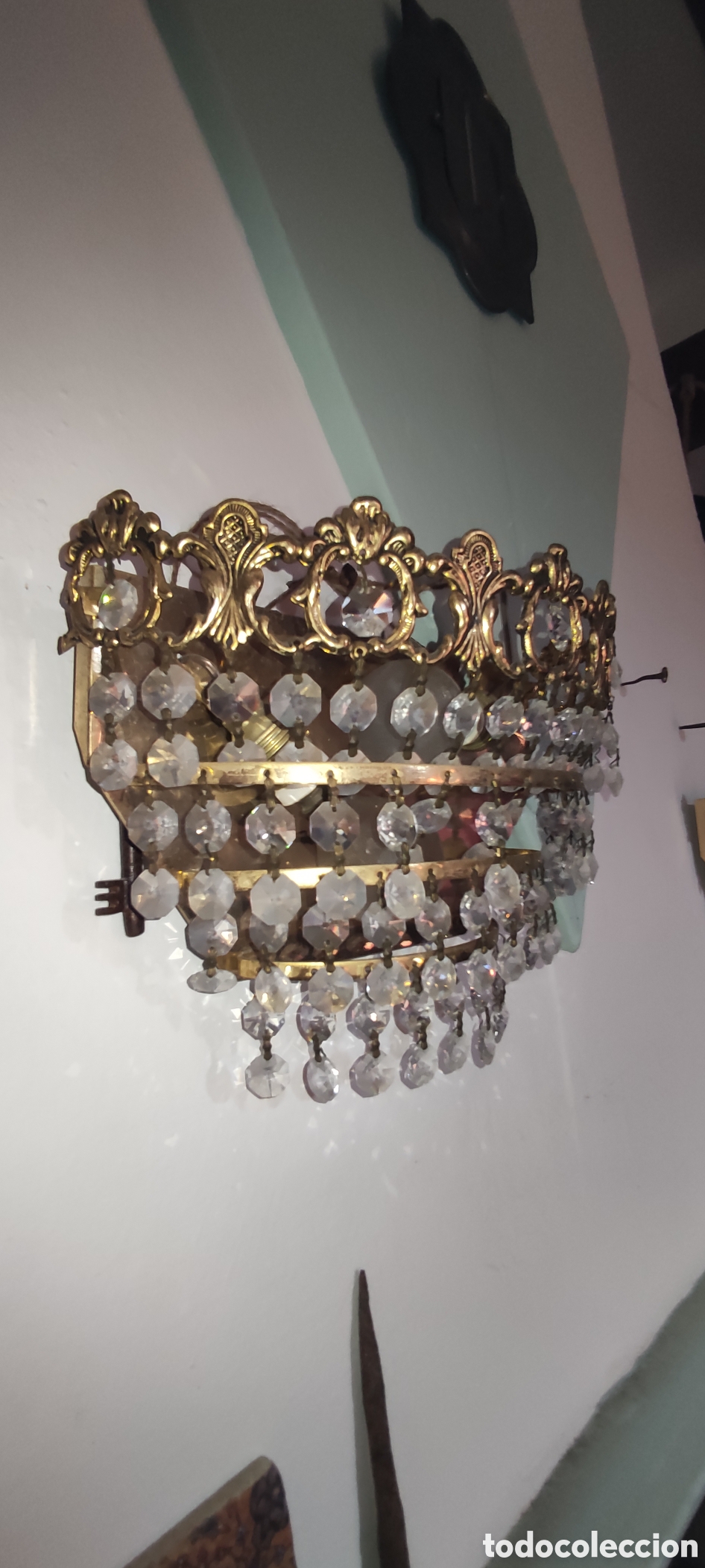 Antig&uuml;edades: Pareja apliques de laton - Foto 11