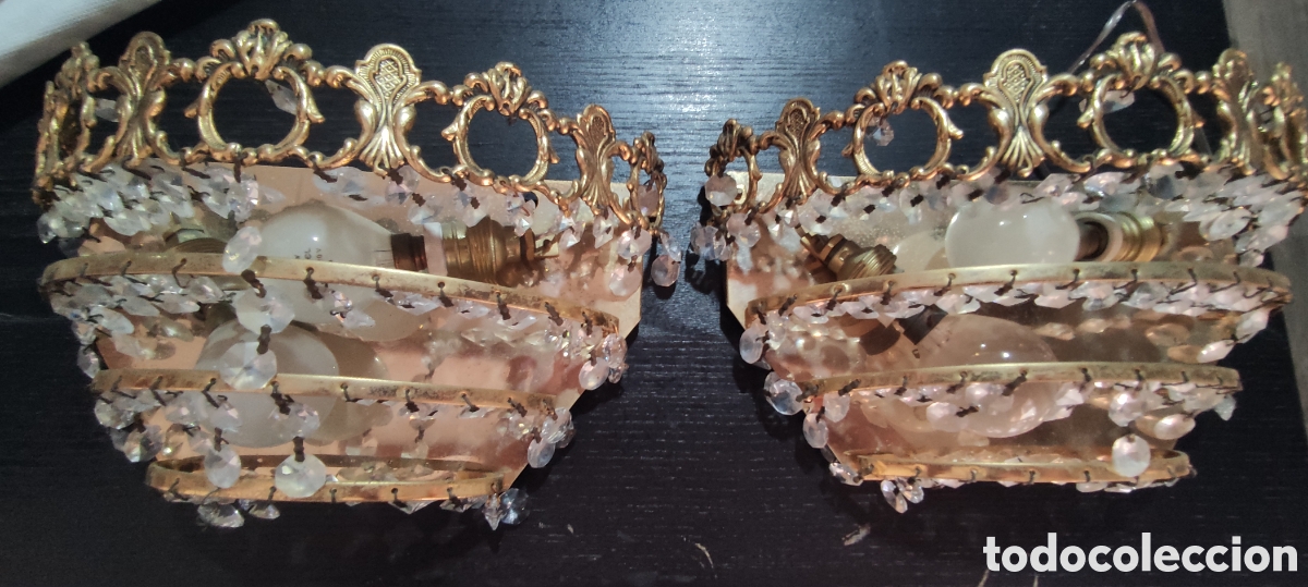 Antig&uuml;edades: Pareja apliques de laton - Foto 12