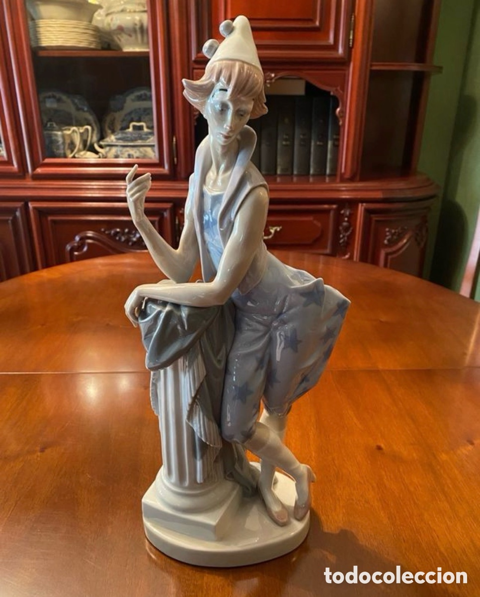Antig&uuml;edades: Figura de Porcelana Lladr&oacute; &rdquo;Arlequ&iacute;n Pensativo&rdquo; Ref. 5123 - Grande 41 cm - Impecable