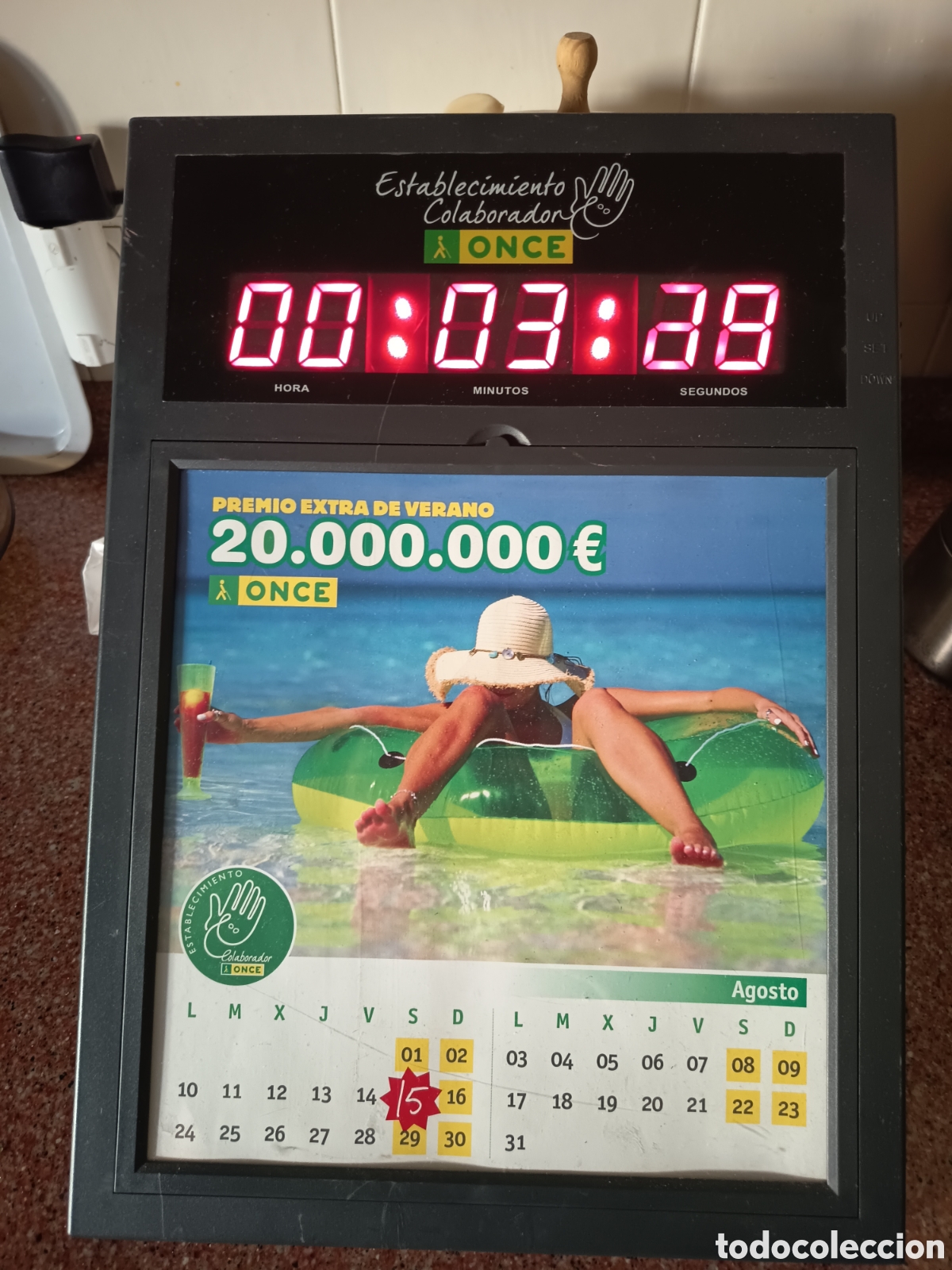 Antig&uuml;edades: Reloj digital ONCE led ciegos espa&ntilde;oles cup&oacute;n