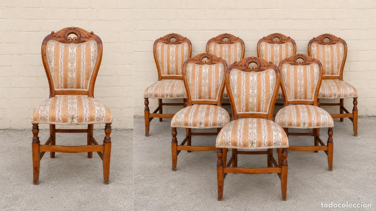Antiques: 6 seis sillas antiguas estilo Isabelino. Sillas antiguas isabelinas. Sillas antiguas estilo ingl&eacute;s.