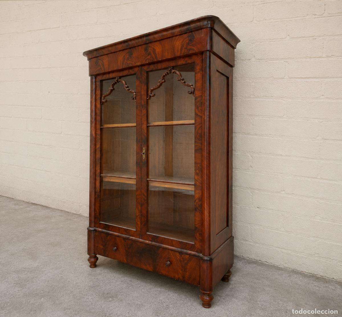 Antiquit&auml;ten: Vitrina antigua estilo ingl&eacute;s Victoriano. Mueble Librero Estanter&iacute;a Librer&iacute;a Biedermeier Luis Felipe