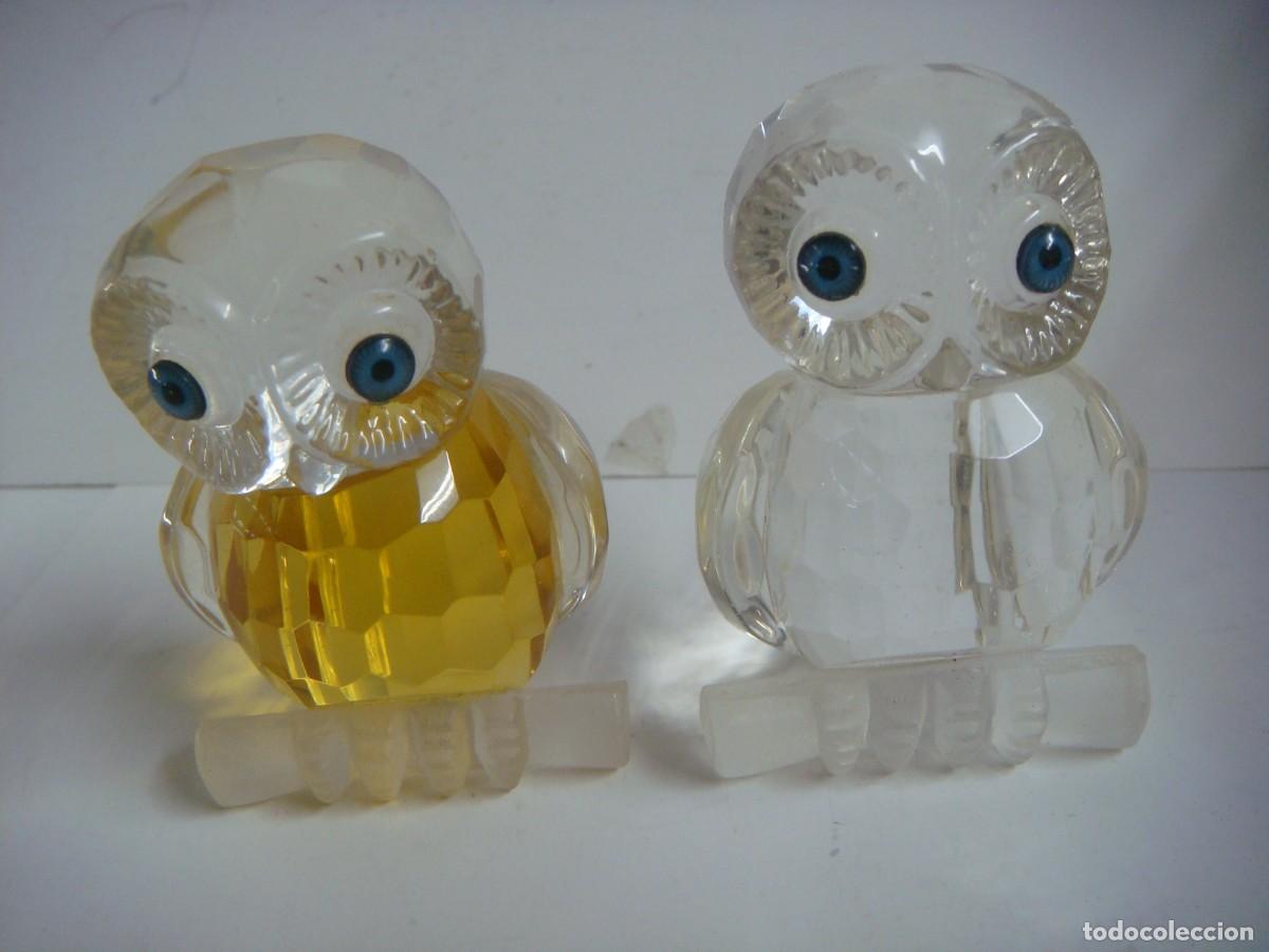 Antig&uuml;edades: BUHOS DE CRISTAL PAREJA DE 2 BUHOS-CAJ-G-N&ordm;-26